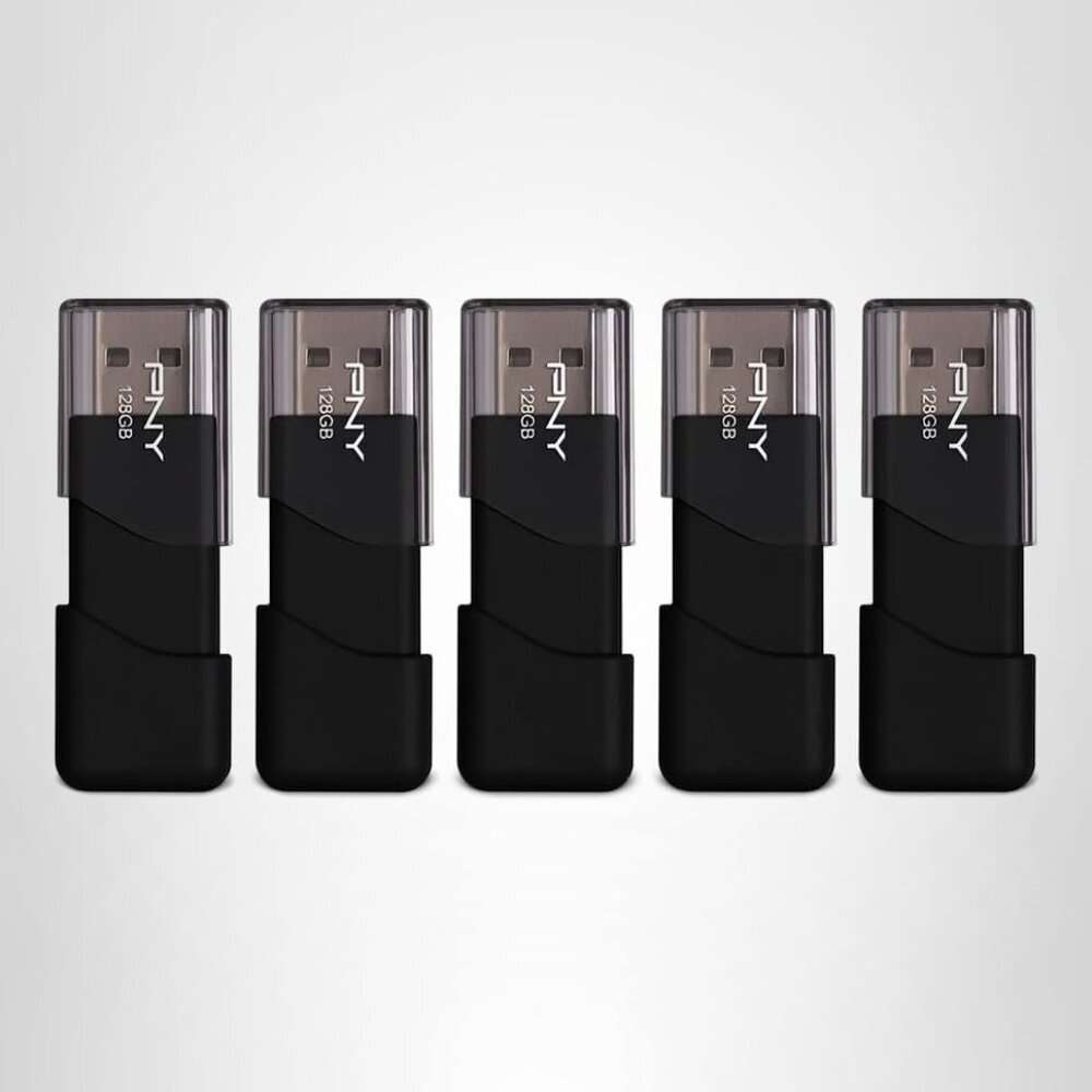 P-FD128X5ATT03-MP 128GB Attaché 3 USB 2.0 Flash Drive, Black Pack of 5